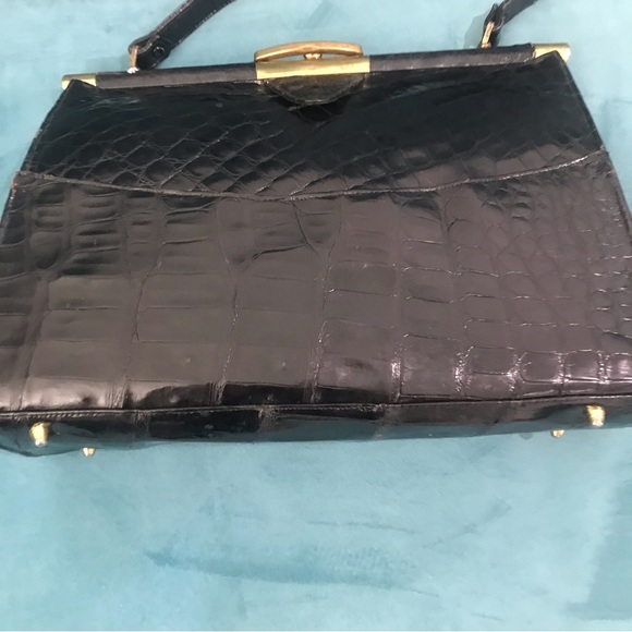 Vintage Alligator Skin Swagger  black Handbag - Picture 15 of 16